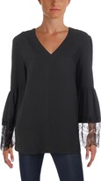 Thumbnail for your product : Nine West Womens Lace Trim V-Neck Peasant Top