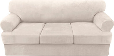 shuoli Sofa Cover 4 Piece T Cushion Sofa Slipcovers Thick Velvet Couch Cover Furniture Protector Stretch T Cushion Sofa Covers For 3 Cushion Couch With 3 Ind