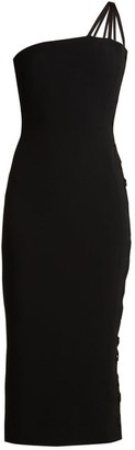 Azzaro Alpha One-shoulder Lace-up Cady Midi Dress - Black