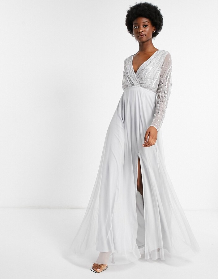grey maxi dress with sleeves