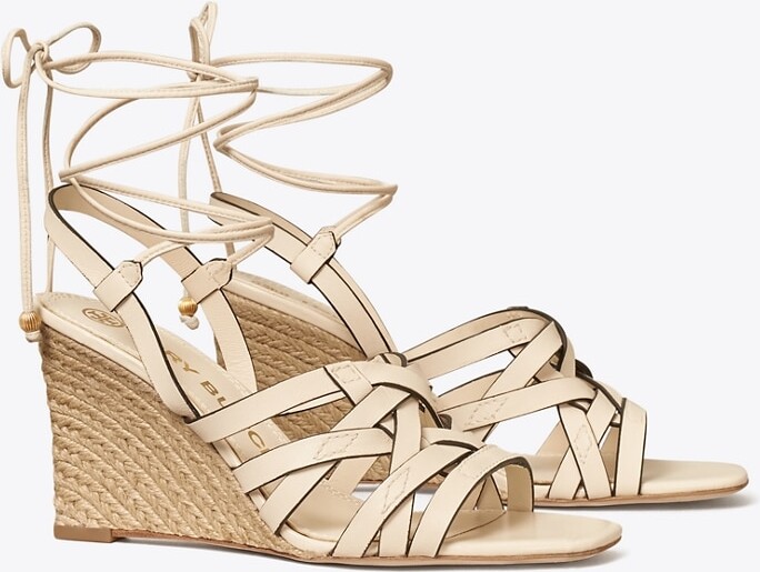 Tory Burch Basket-Weave Espadrille Wedge | New Cream | 5 - ShopStyle