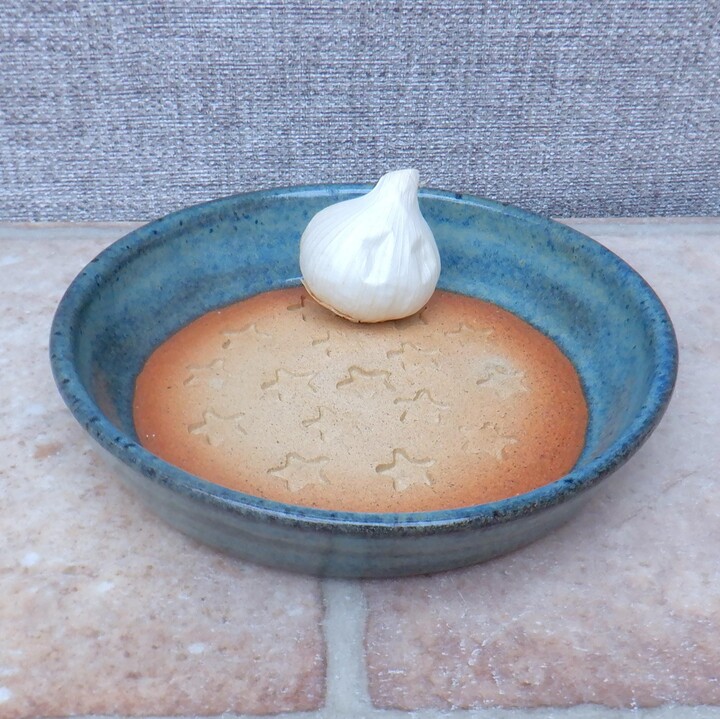 Garlic Grating Dish Grater Bowl For Bread Dipping Hand Thrown Stoneware Pottery Ceramic Wheelthrown Handmade Ready To Ship