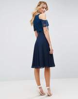 Thumbnail for your product : ASOS Lace Cold Shoulder Crop Top Skater Midi Dress