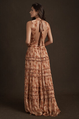 BHLDN Juniper Tiered Backless High-Neck Gown