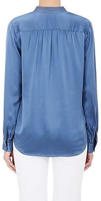 L'Agence WOMEN'S BIANCA SILK BANDED COLLAR BLOUSE