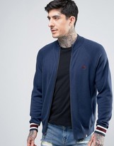 Thumbnail for your product : Pretty Green Zipthru Knit Cardigan Tipped Cuff Small Logo In Navy