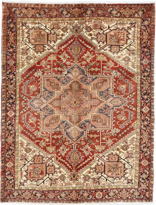 Red Barrel Studio Vintage Rusty Red Geometric Large 7x9 Farmhouse Oriental Rug Decor
