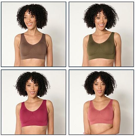 Ahh By Rhonda Shear 4-pack Original Ahh Bra - Black/Charcoal/Indigo/Teal - Size 2X