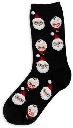 Hot Sox Women's Santa and Mrs. Claus Crew Socks