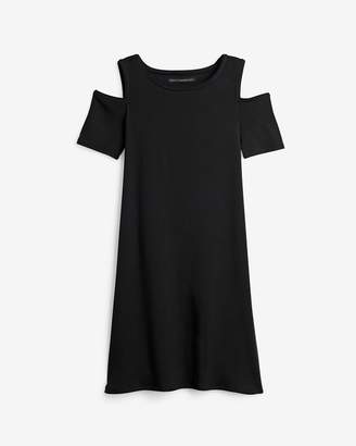Whbm Cold Shoulder Black Knit Shift Dress