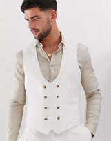 Thumbnail for your product : ASOS DESIGN super skinny waistcoat in white linen