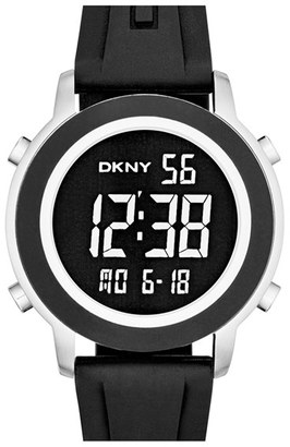 DKNY 'Tompkins' Silicone Strap Digital Watch, 38mm