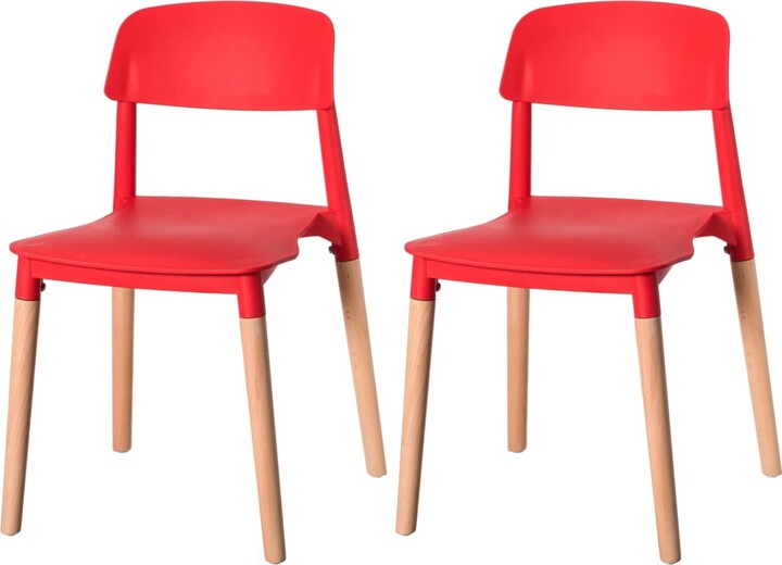 Fabulaxe Modern Plastic Dining Chair Open Back with Beech Wood Legs