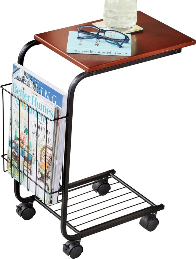 Collections Etc Smooth Rolling Sofa Table with Magazine Rack ...