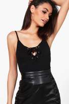 Thumbnail for your product : boohoo Nikki Lace Up Strappy Bralet