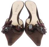 Thumbnail for your product : Prada Embellished Pointed-Toe Mules