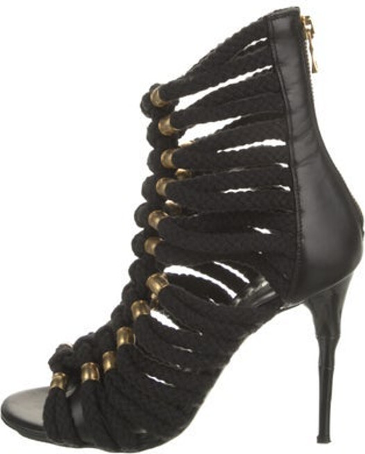 Balmain Leather Pumps Black Peep-Toes with Cutout Accent Platform Zip Closures at Shafts Unfortunately, due to restrictions, this item may not be eligible for shipping in all areas.