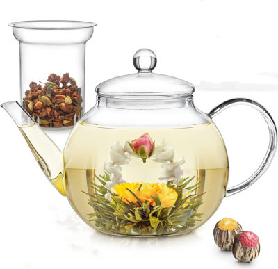 Teabloom Stovetop & Microwave Safe Glass Teapot