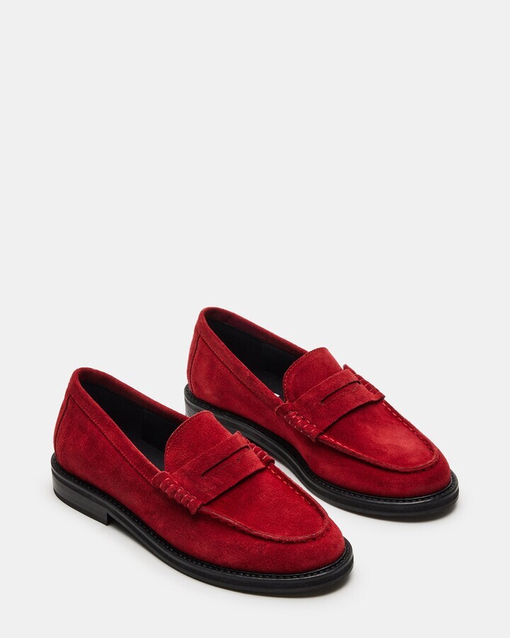MADISON Red Suede Penny Loafer | Women's Loafers