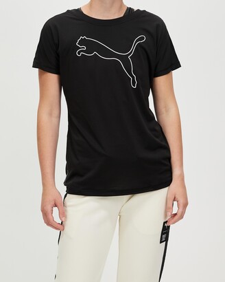 Puma Women's Black Short Sleeve T-Shirts - Train Favourite Jersey Cat Tee
