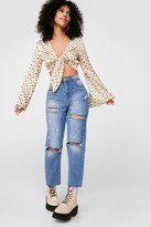 Thumbnail for your product : Nasty Gal Womens Ripped Low Rise Straight Leg Jeans - Blue - 10