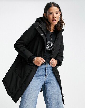 Only long parka with hood in black - ShopStyle Outerwear