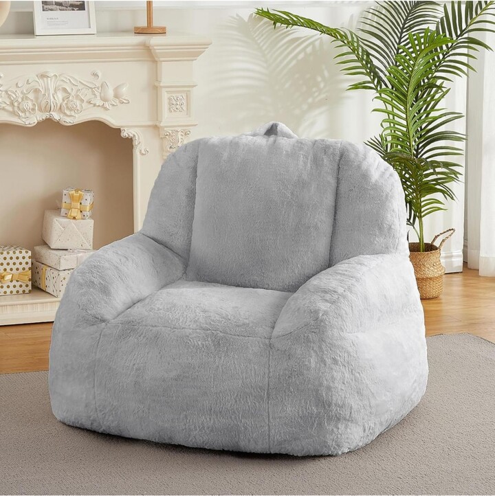 gaomon Giant Bean Bag Chair Faux Fur Stuffed Bean Bag Couch with Filler Bean Bag Chair for Adults Big Lazy Sofa Floor Sofa with Handle