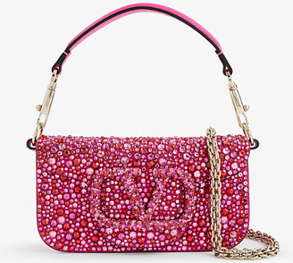 Valentino Garavani Locò Crystal-embellished Shoulder Bag - Pink