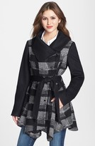Thumbnail for your product : Laundry by Shelli Segal Plaid Skirted Wrap Coat