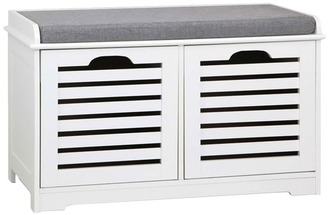 White & Grey Shoe Bench with Drawers