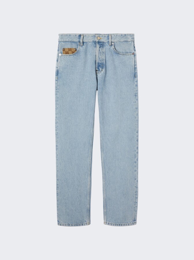 Gucci Regular Washed Denim Jeans Petroleum Blue
