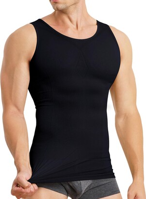 Gotoly Men Shapewear Slimming Body Shaper Compression Shirt Tank top with  Zipper Underwear For tummy control(Beige 3X-Large)