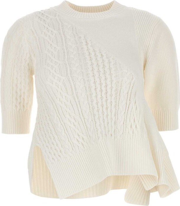 Sacai Short-Sleeved Crewneck Knitted Jumper