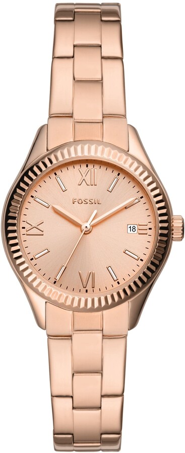 Fossil Women's Rye Three-Hand Date, Rose Gold-Tone Stainless Steel Watch -  ShopStyle