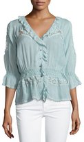 Thumbnail for your product : Johnny Was Dainty Georgette Lace-Detail Cardigan, Seafoam, Petite