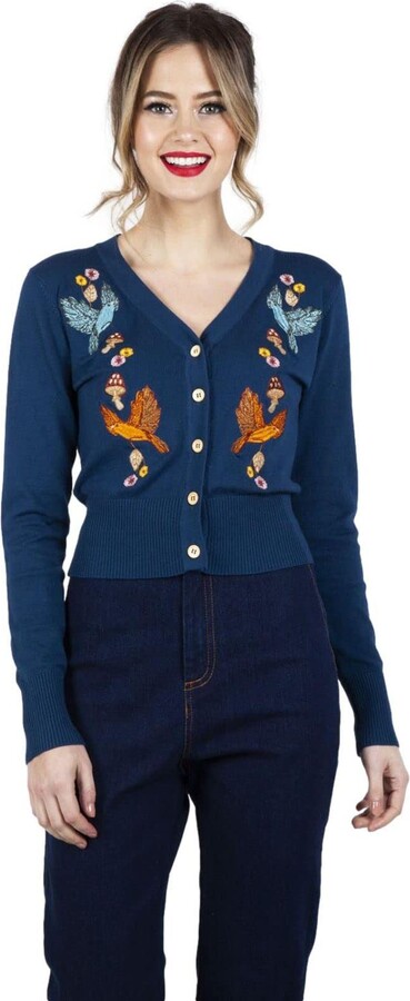 Ro Rox Halloween Cardigan - Bestickt Mit Katze & Kürbis In Grusel-Optik