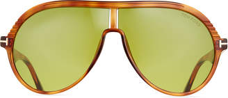 Tom Ford Men's Universal-Fit Acetate Aviator Shield Sunglasses