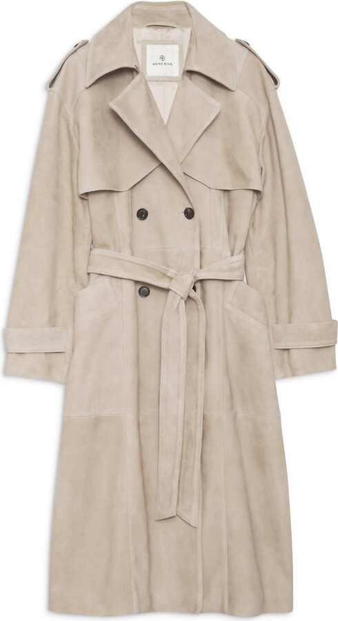 Anine Bing Finley Trench Coat In Taupe Brown
