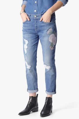 7 For All Mankind Josefina In Embroidered Botanical Denim