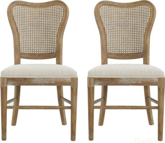 One Allium Way Vintage Style Dining Chair Set of 2 with Durable Rubber Wood Frame and Comfortable Upholstery Perfect for Home Bar and Kitchen