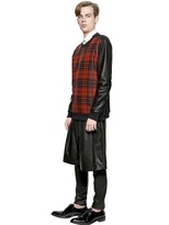 Thumbnail for your product : Givenchy Tartan Wool & Leather Sweatshirt