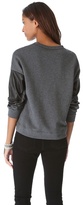 Thumbnail for your product : DKNY Leather Sleeve Pullover