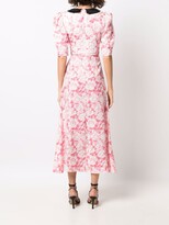 Thumbnail for your product : Alessandra Rich Floral Shift Midi Silk Dress
