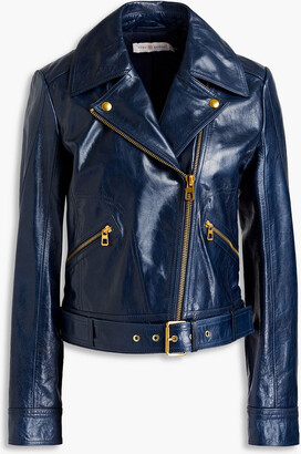 Tory Burch Crinkled leather biker jacket - ShopStyle