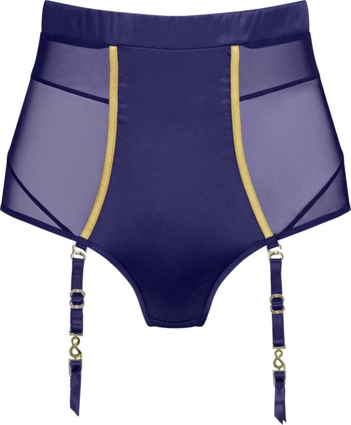 VIXEN & FOX Bold High Waisted Brief With Detachable Suspenders Navy