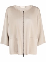Thumbnail for your product : Gentry Portofino Fine-Knit Zip-Front Cardigan