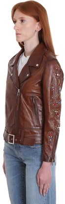 Golden Goose Victoria Leather Jacket In Brown Leather