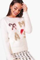Thumbnail for your product : boohoo Fluffy Knit Sequin Christmas Jumper