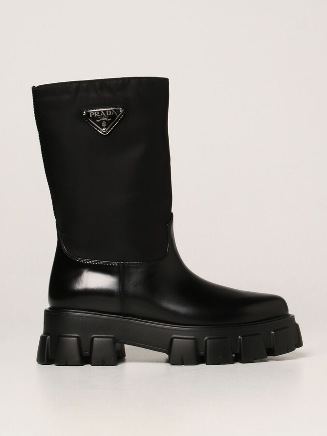 Prada Moonlight boot in brushed leather and Re-nylon - ShopStyle