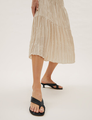 black kitten heel open toe shoes